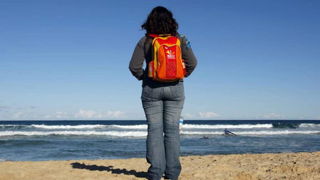 Budget backpacker traveling in India