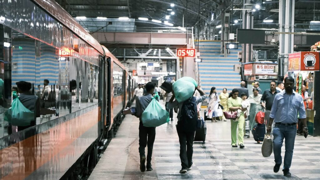 transport system in India railway station crowd travel