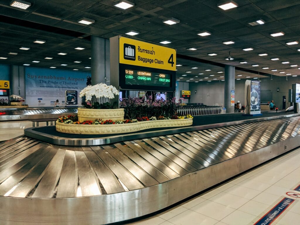 Collect luggage from baggage claim area