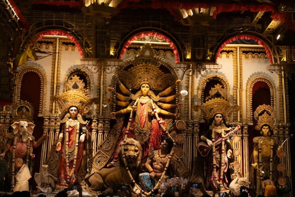 Durga Puja festival in Kolkata with artistic pandals
