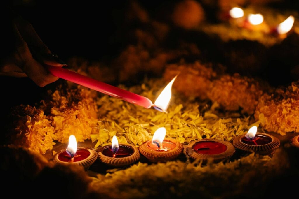 Diwali lights and diyas