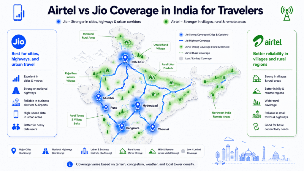 Airtel vs Jio network coverage in India