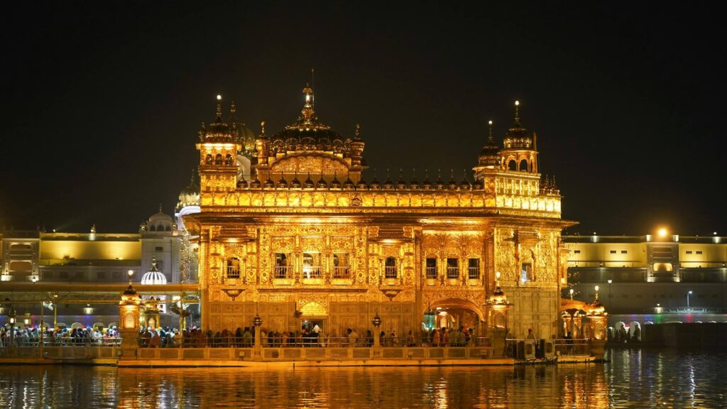 Indian landmark at night