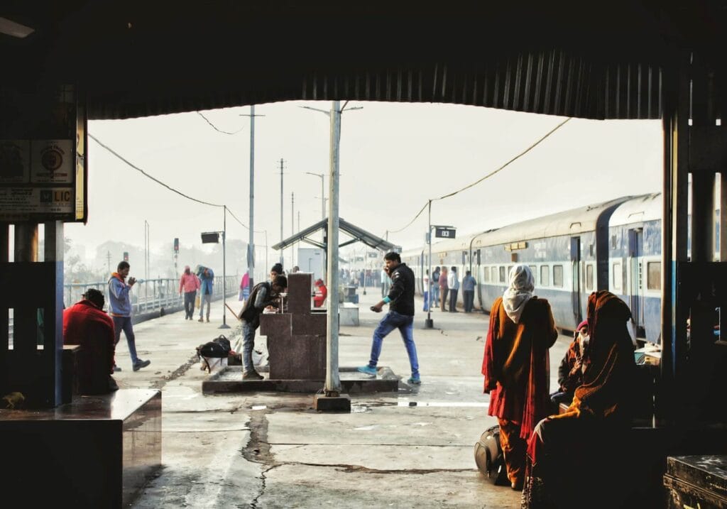 Passengers waiting on Platform