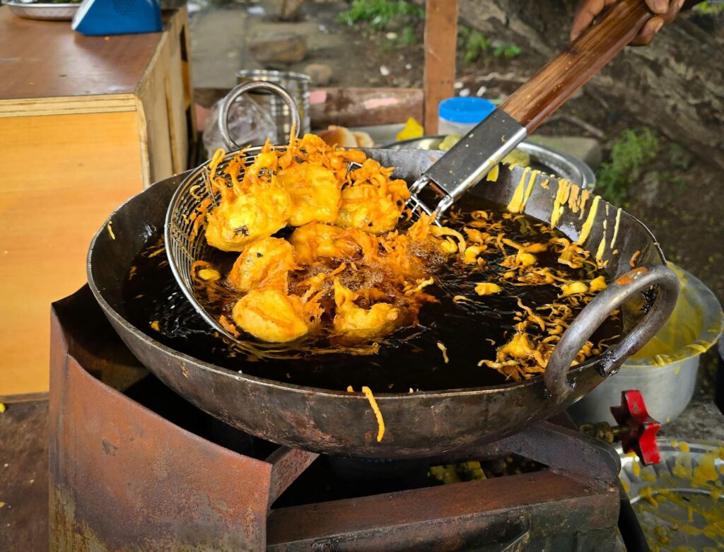 freshly fried street food pakora India