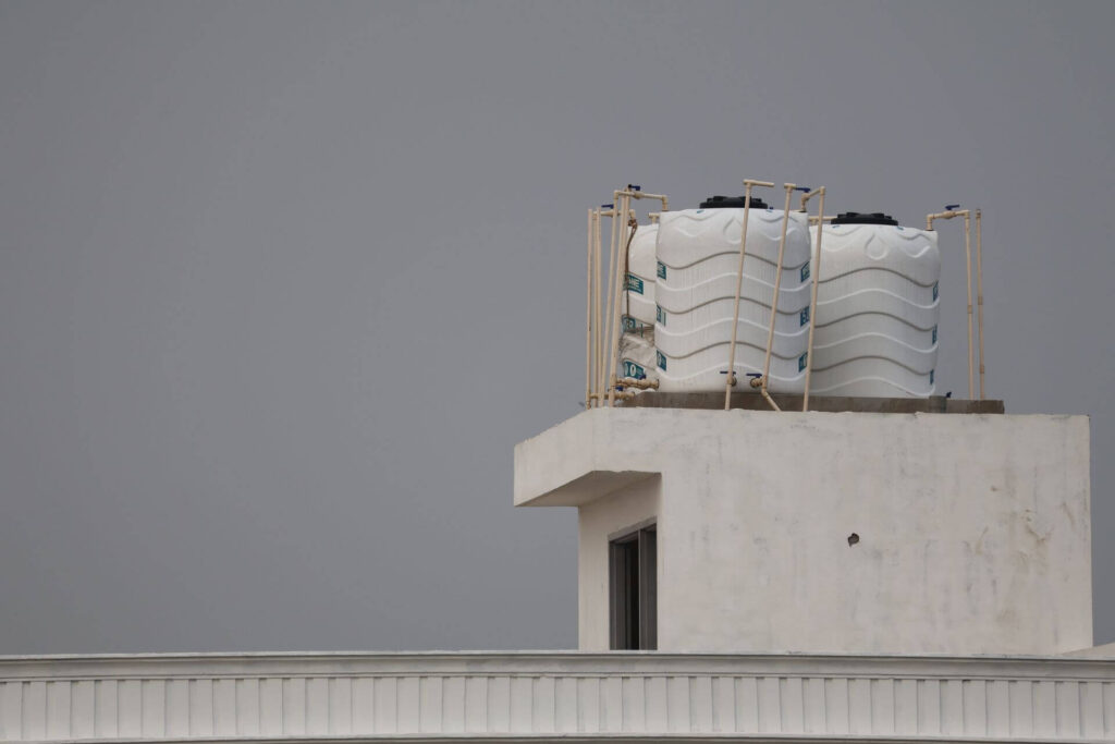 Rooftop water storage tanks