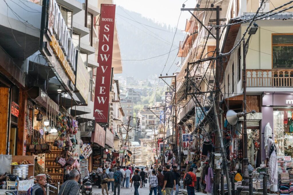 Tourist walking in market
