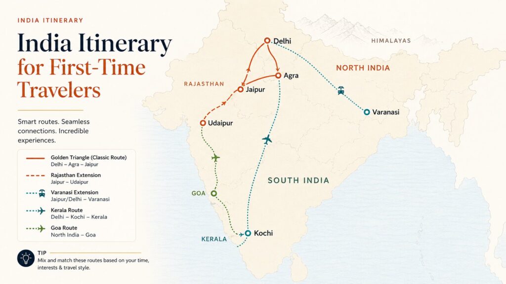 India Itinerary Map